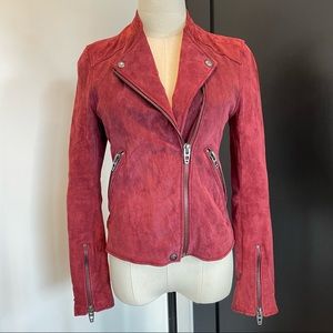 Blank NYC Real Suede Moto Jacket in Burgundy